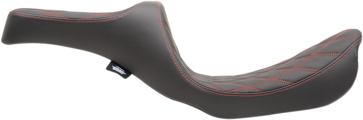 DRAG SPECIALTIES Predator III Seat - Double Diamond - Red Stitching - FXD/FLD '06-'17 0803-0604