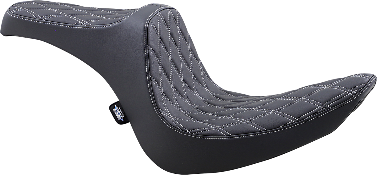 DRAG SPECIALTIES Predator III Seat - Double Diamond - Black w/ Silver Stitching - Softail '06-'17 08021439