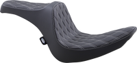 Thumbnail for DRAG SPECIALTIES Predator III Seat - Double Diamond - Black w/ Silver Stitching - Softail '06-'17 08021439