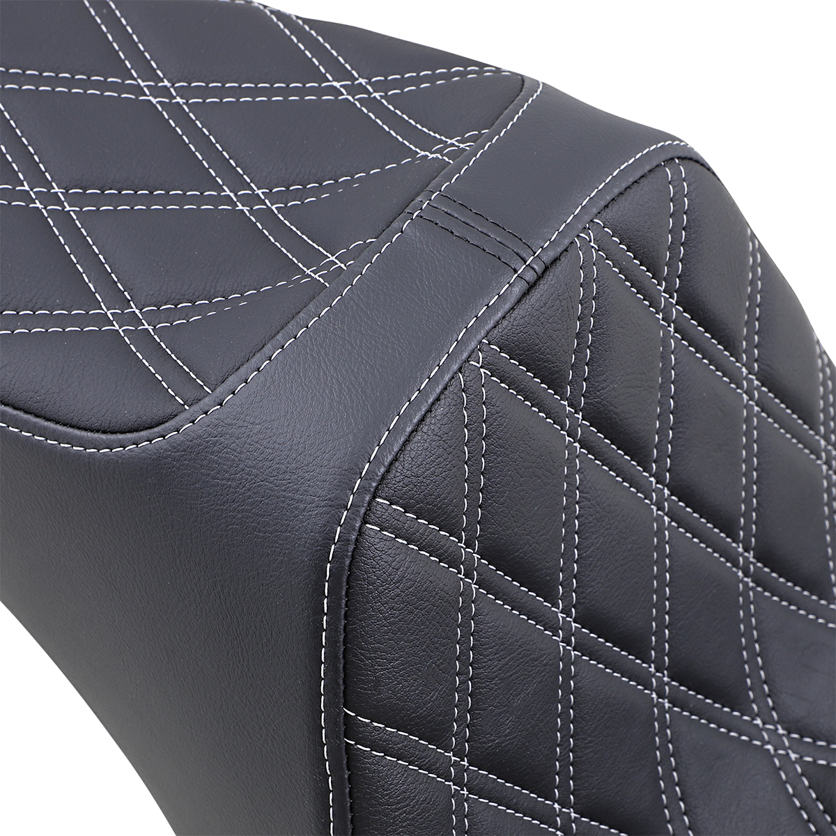 DRAG SPECIALTIES Predator III Seat - Double Diamond - Black w/ Silver Stitching - Softail '06-'17 08021439