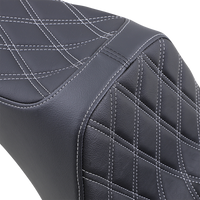 Thumbnail for DRAG SPECIALTIES Predator III Seat - Double Diamond - Black w/ Silver Stitching - Softail '06-'17 08021439