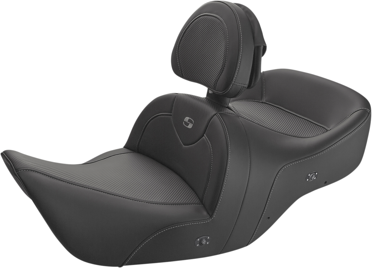 SADDLEMEN Heated Roadsofa* Seat - Carbon Fiber - Includes Backrest - Black - GL H01-07-185BRHCT