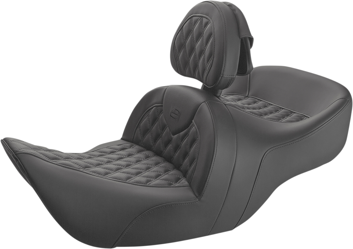 SADDLEMEN Seat - Roadsofa* - With Backrest - Full Lattice Stitch - Black H01-07-182BR