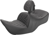 Thumbnail for SADDLEMEN Seat - Roadsofa* - With Backrest - Full Lattice Stitch - Black H01-07-182BR