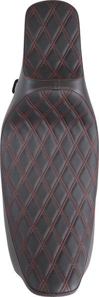 Thumbnail for DRAG SPECIALTIES Extended Reach Predator III Seat - Double Diamond - Black w/ Red Stitching - FL '99-'07 08011371