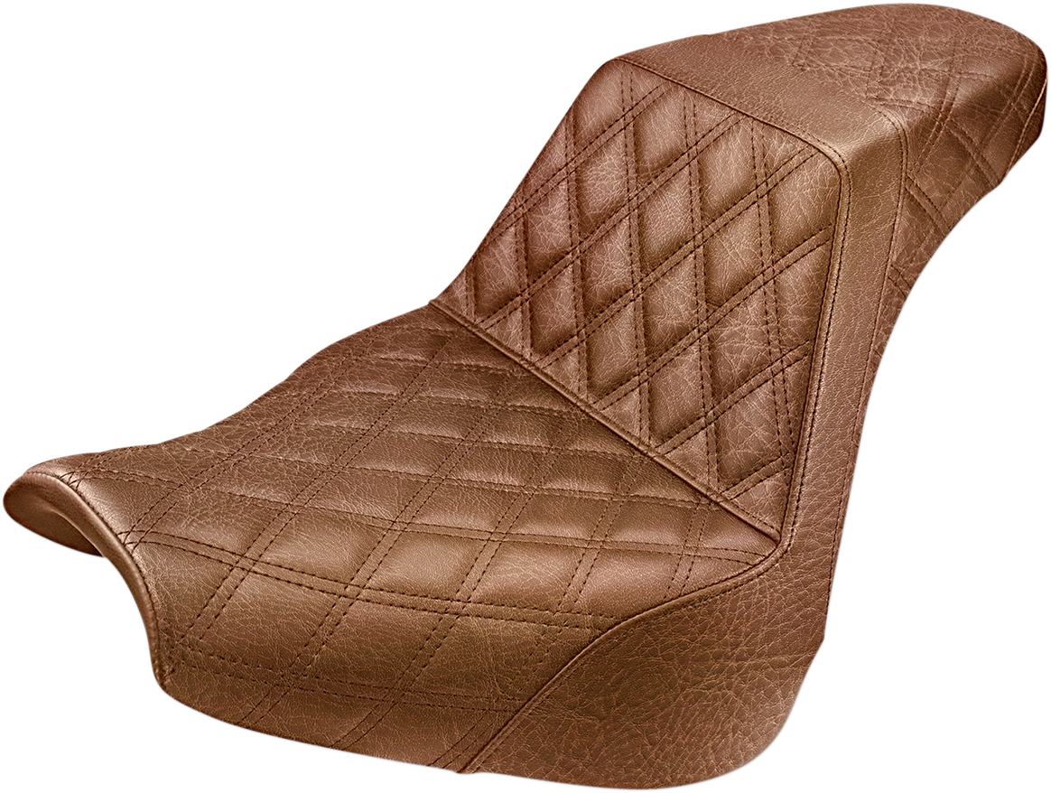 SADDLEMEN Step-Up Seat - Full Lattice Stitch - Brown - FXBR/S '18-'20 818-31-175BR