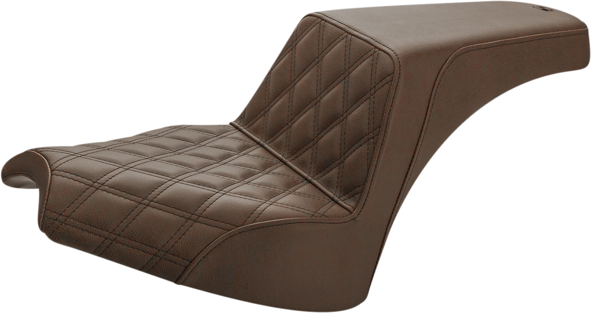 SADDLEMEN Step-Up Seat - Front Lattice/Rear Smooth - Brown - Chief I21-04-172BR