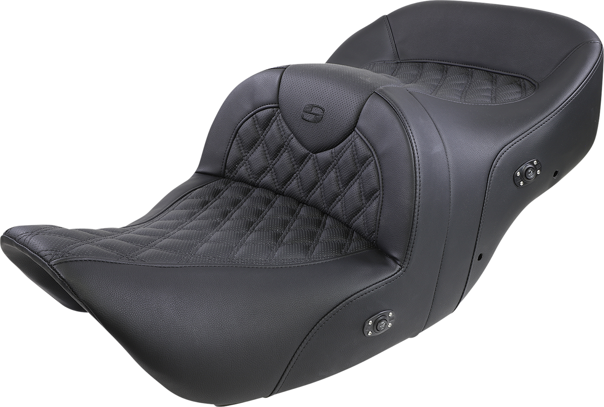 SADDLEMEN Roadsofa* Seat - Without Backrest - Full Lattice Stitch - Black - Heated - GL H01-07-182HCT