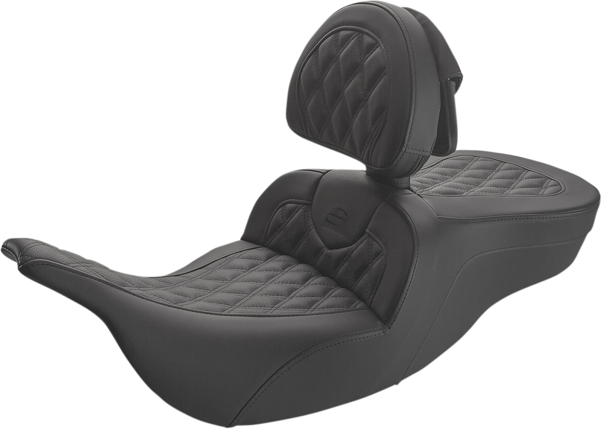 SADDLEMEN Roadsofa* Lattice Stitched Seat - w/ Driver Backrest - Black 897-07-182BR