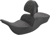 Thumbnail for SADDLEMEN Roadsofa* Lattice Stitched Seat - w/ Driver Backrest - Black 897-07-182BR