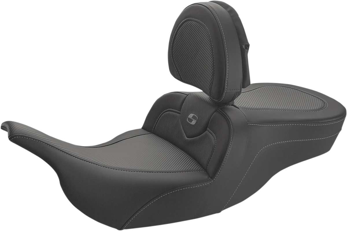 SADDLEMEN Roadsofa* Carbon Fiber Seat - With Driver Backrest - Black 897-07-185BR