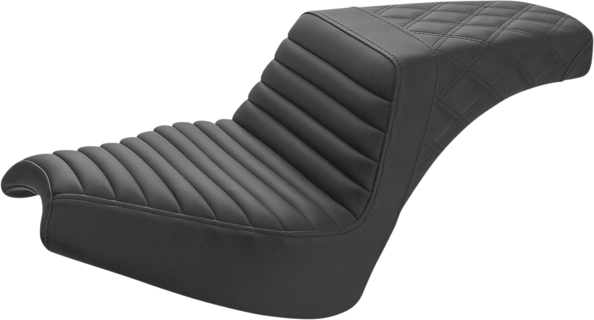 SADDLEMEN Step-Up Seat - Front Tuck-n'-Roll/Rear Lattice - Black - Chief I21-04-176