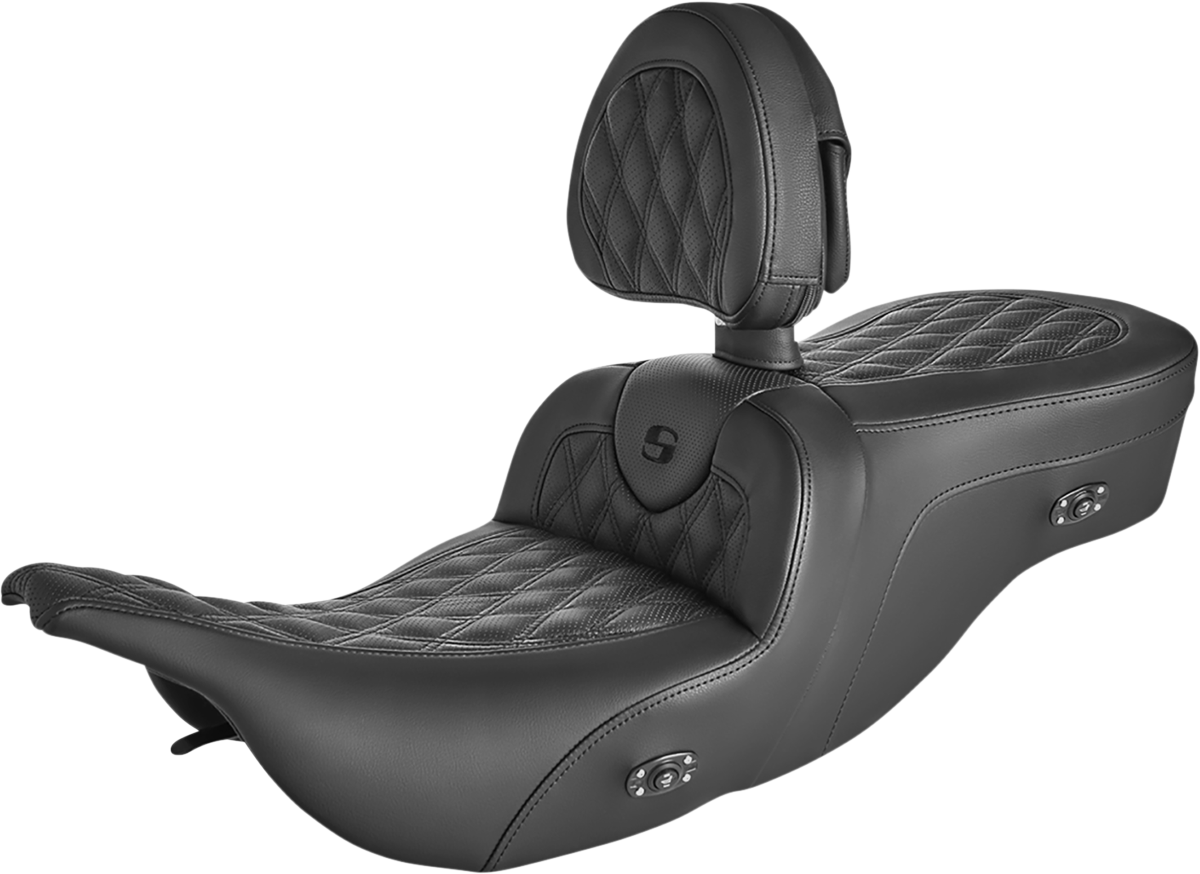 SADDLEMEN Roadsofa* Seat - without Backrest - Full Lattice Stitch - Heated - '99-07 FL 897-07-182BRHC