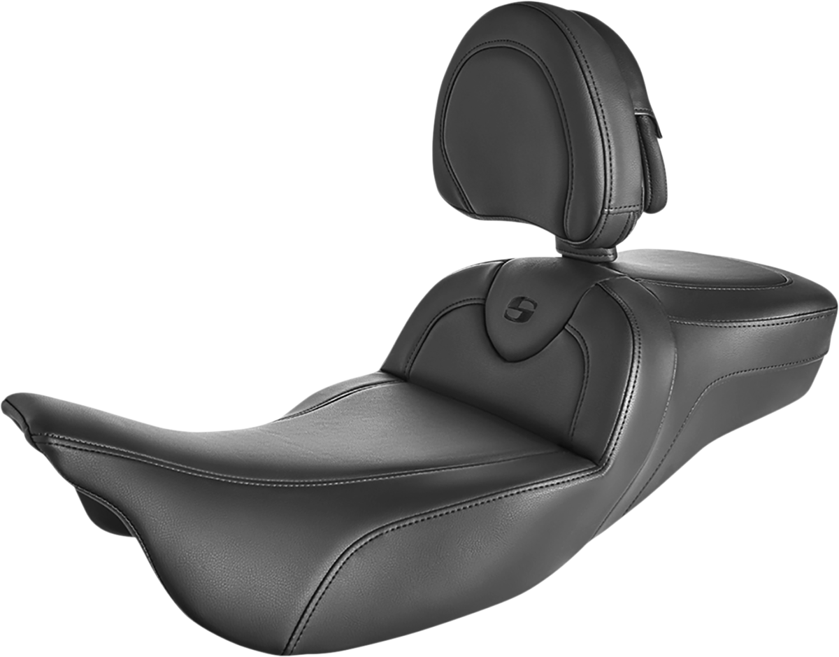 SADDLEMEN Roadsofa* Extended Reach Seat - Black/Black Stitching - w/ Backrest 808-07B-188BR