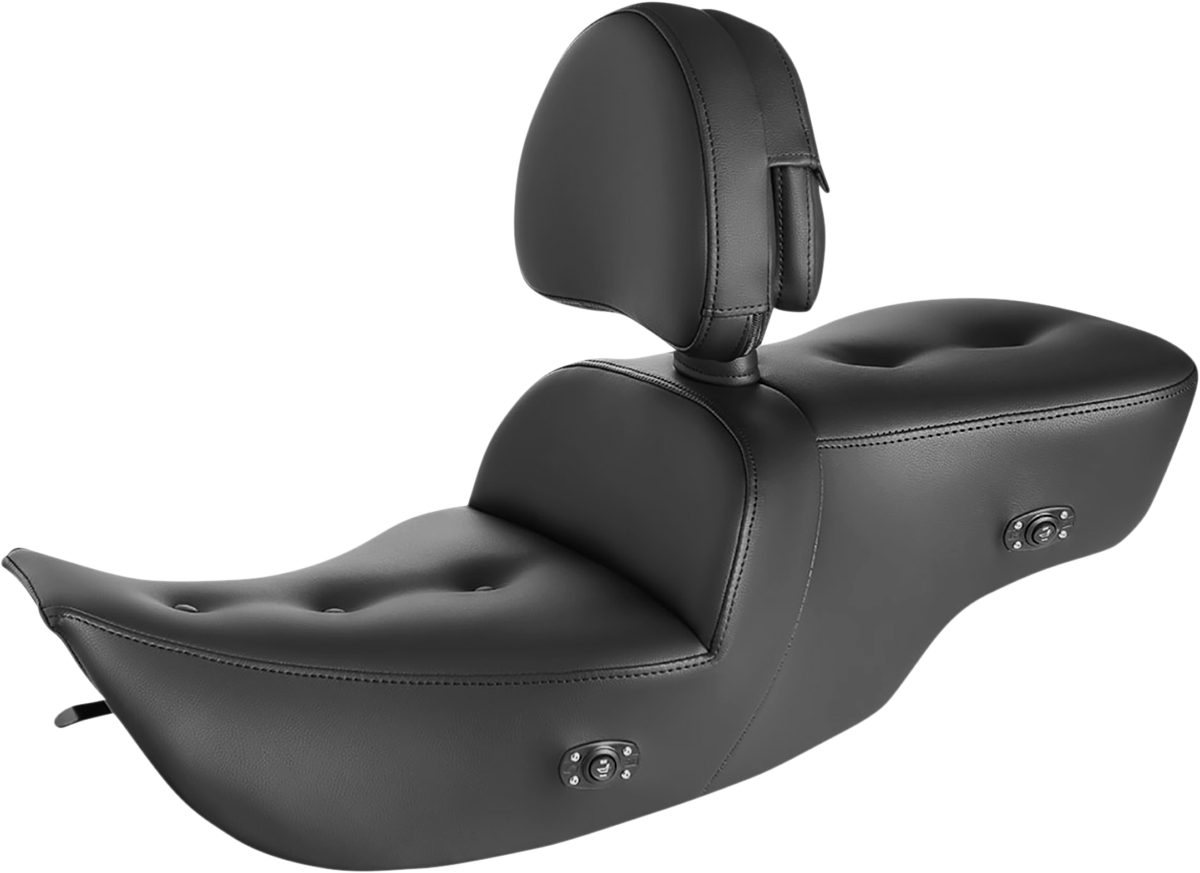 SADDLEMEN Roadsofa* Pillow Top Seat - With Backrest - Heater - Black 897-07-181BRHC