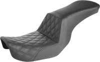 Thumbnail for SADDLEMEN Step-Up Seat - Front Lattice Stitch - Black - Dyna 806-04-192