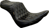 Thumbnail for LE PERA Tailwhip Seat - Diamond w/ Chestnut Stitching - Black - FXLR/FLSB '18-'23 LYR-580DD-CHET