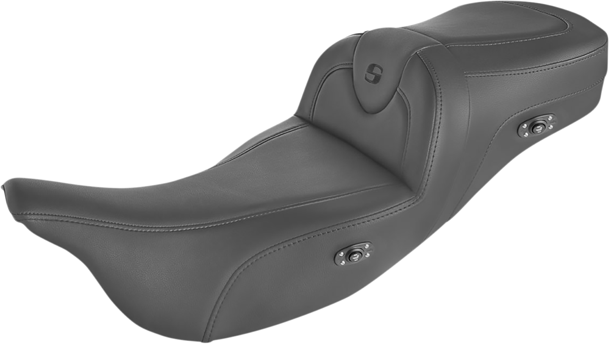 SADDLEMEN Heated RoadSofa* Seat - Without Backrest - Black w/Black Stitching - Trikes 808-07B-187THCT