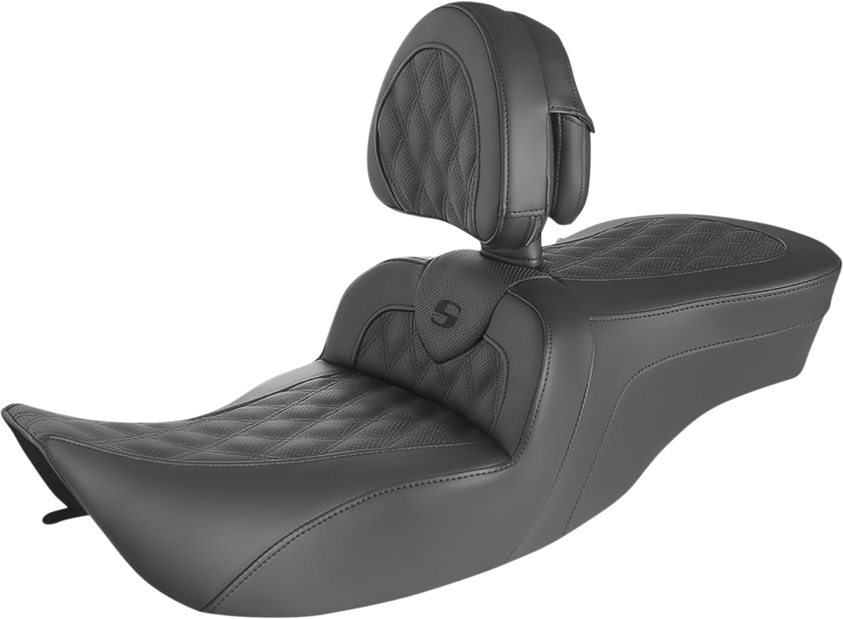 SADDLEMEN Roadsofa* Seat - Full Lattice Stitch - with Backrest - FLH '97-'07 897-06-182BR