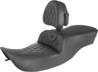 Thumbnail for SADDLEMEN Roadsofa* Seat - Full Lattice Stitch - with Backrest - FLH '97-'07 897-06-182BR