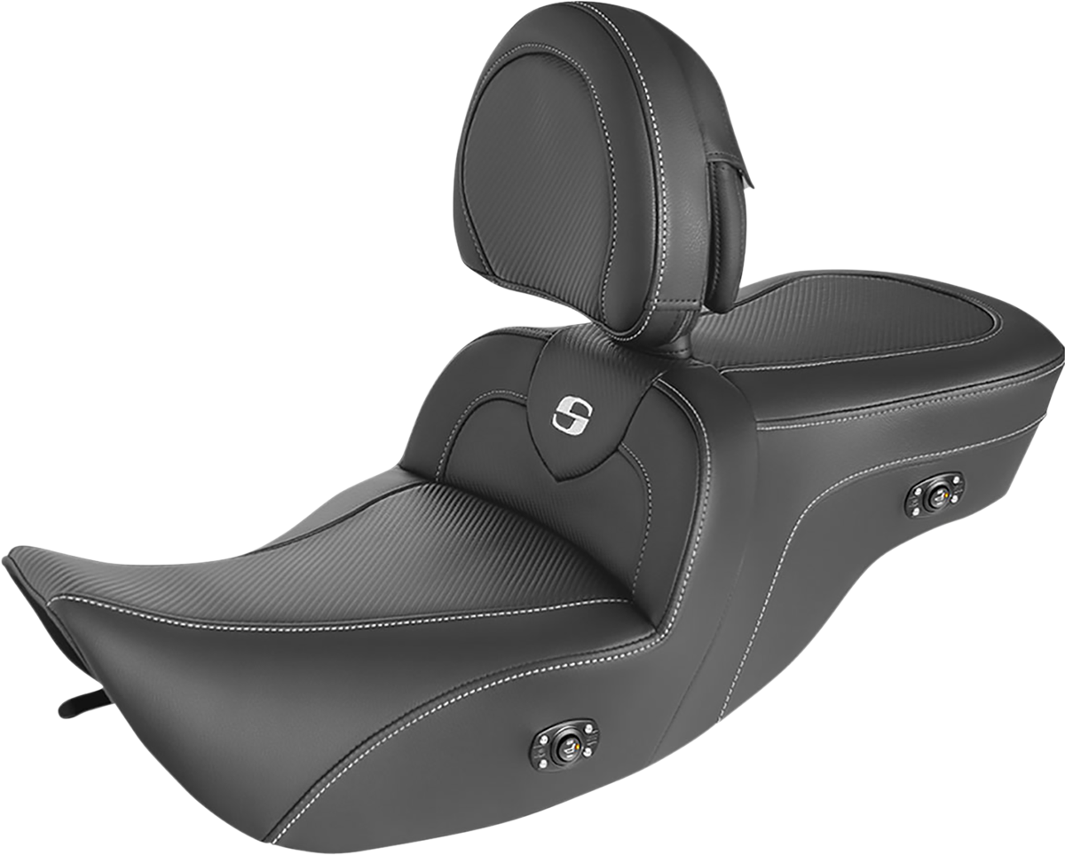 SADDLEMEN Heated Roadsofa* Seat - Carbon Fiber - W/Backrest 897-06-185BRHC