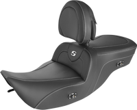 Thumbnail for SADDLEMEN Heated Roadsofa* Seat - Carbon Fiber - W/Backrest 897-06-185BRHC