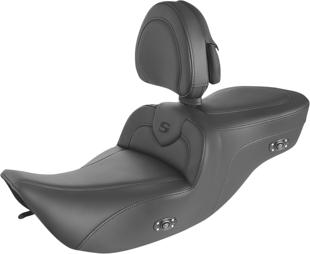 SADDLEMEN Heated RoadSofa* Seat - With Backrest - Black W/Black Stitching 897-06-187BRHCT