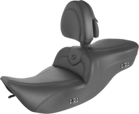 Thumbnail for SADDLEMEN Heated RoadSofa* Seat - With Backrest - Black W/Black Stitching 897-06-187BRHCT