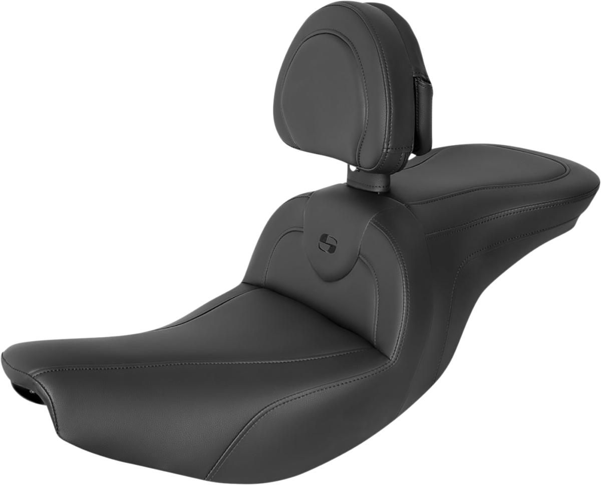 SADDLEMEN RoadSofa* Seat - with Backrest - Black w/ Black Stitching - Indian '14-'23 I14-07-187BR