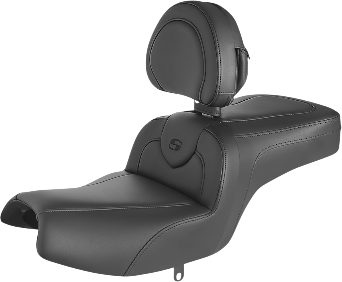 SADDLEMEN RoadSofa* Seat - with Backrest - Black w/ Black Stitching - Challenger '20-'22 I20-06-187BR