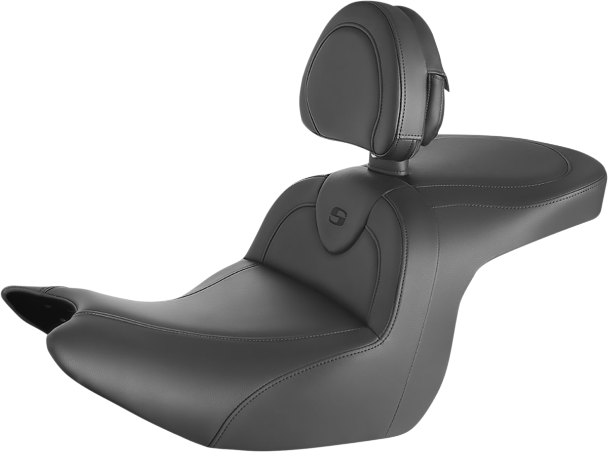 SADDLEMEN RoadSofa* Seat - with Backrest - Black w/ Black Stitching - GL1800 '18-'23 H18-07-187BR