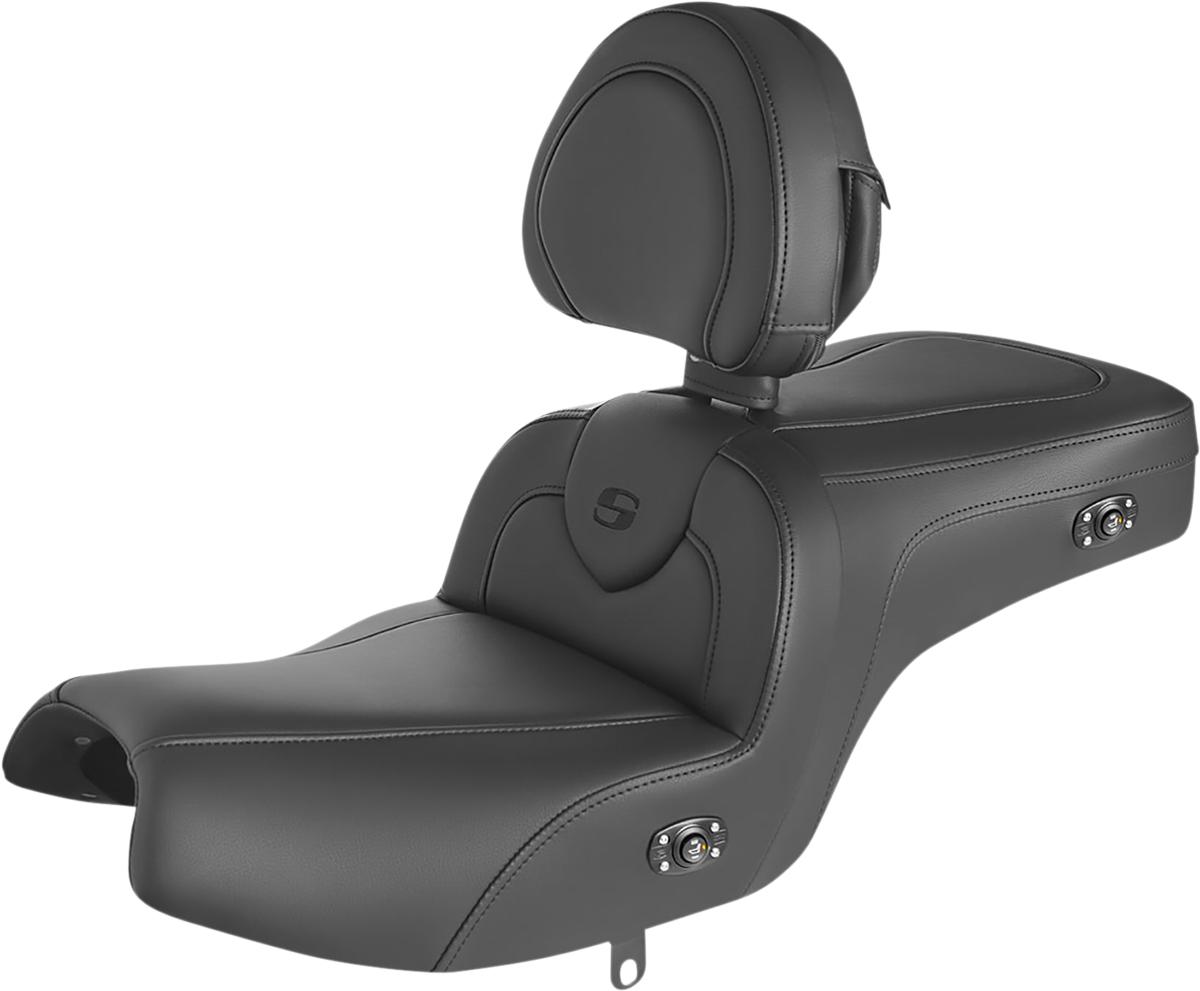 SADDLEMEN Seat - RoadSofa* - with Backrest - Black w/ Black Stitching - Heated - Challenger '20-'22 I20-06-187BRHCT