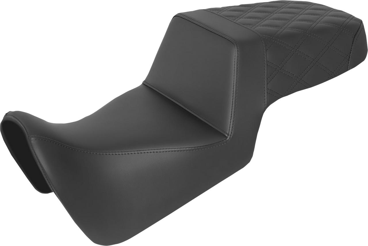 SADDLEMEN Step-Up Seat - Front Smooth/Rear Lattice Stitch - Black 821-34-173