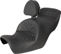 Thumbnail for SADDLEMEN Seat - Roadsofa* - With Backrest - Full Lattice Stitch - Black H88-07-182BR