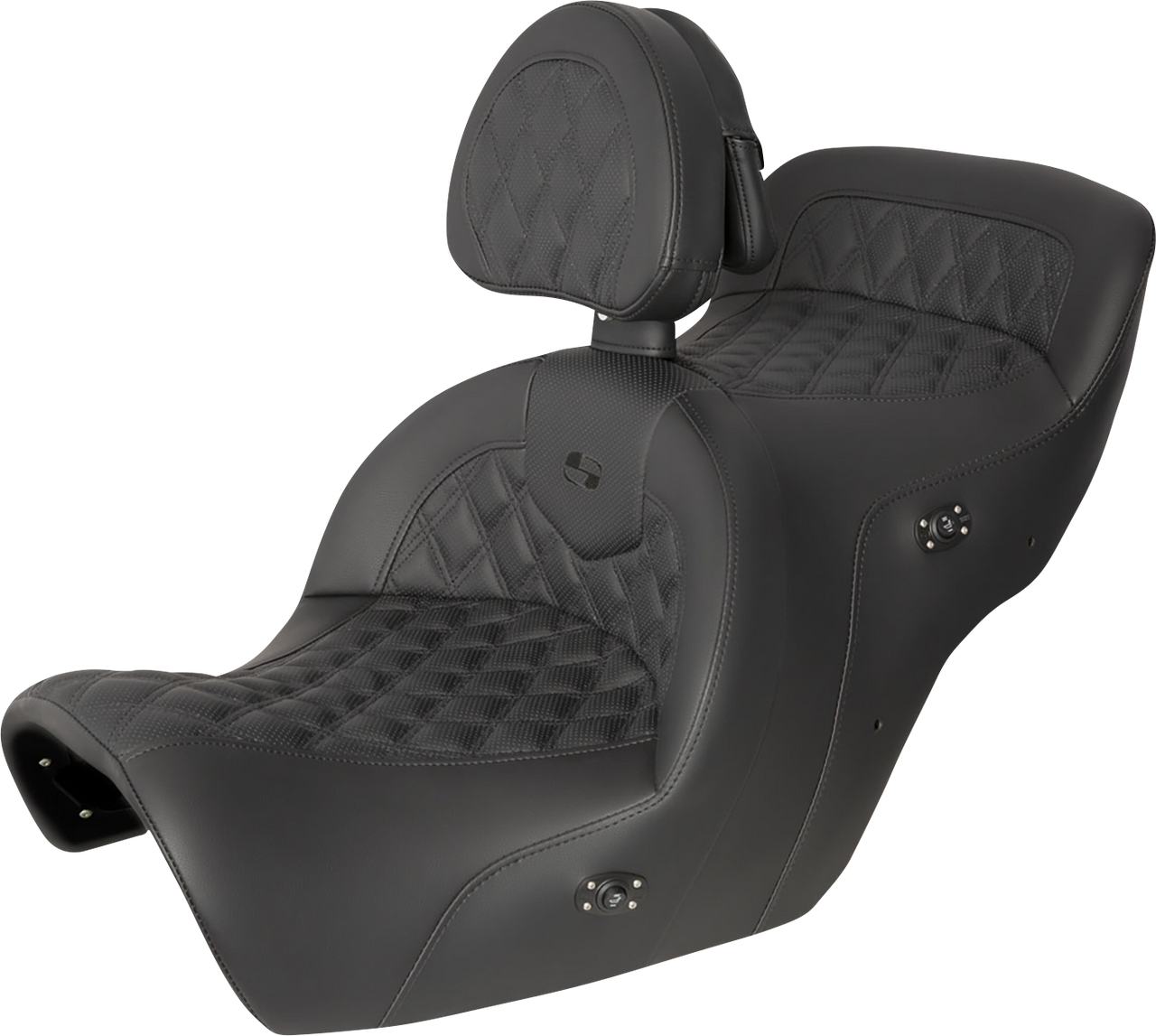 SADDLEMEN Seat - Roadsofa* - with Backrest - Full Lattice Stitch - Black - Heated - GL1500 '88-'00 H88-07-182BRHCT
