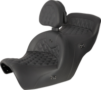 Thumbnail for SADDLEMEN Seat - Roadsofa* - with Backrest - Full Lattice Stitch - Black - Heated - GL1500 '88-'00 H88-07-182BRHCT