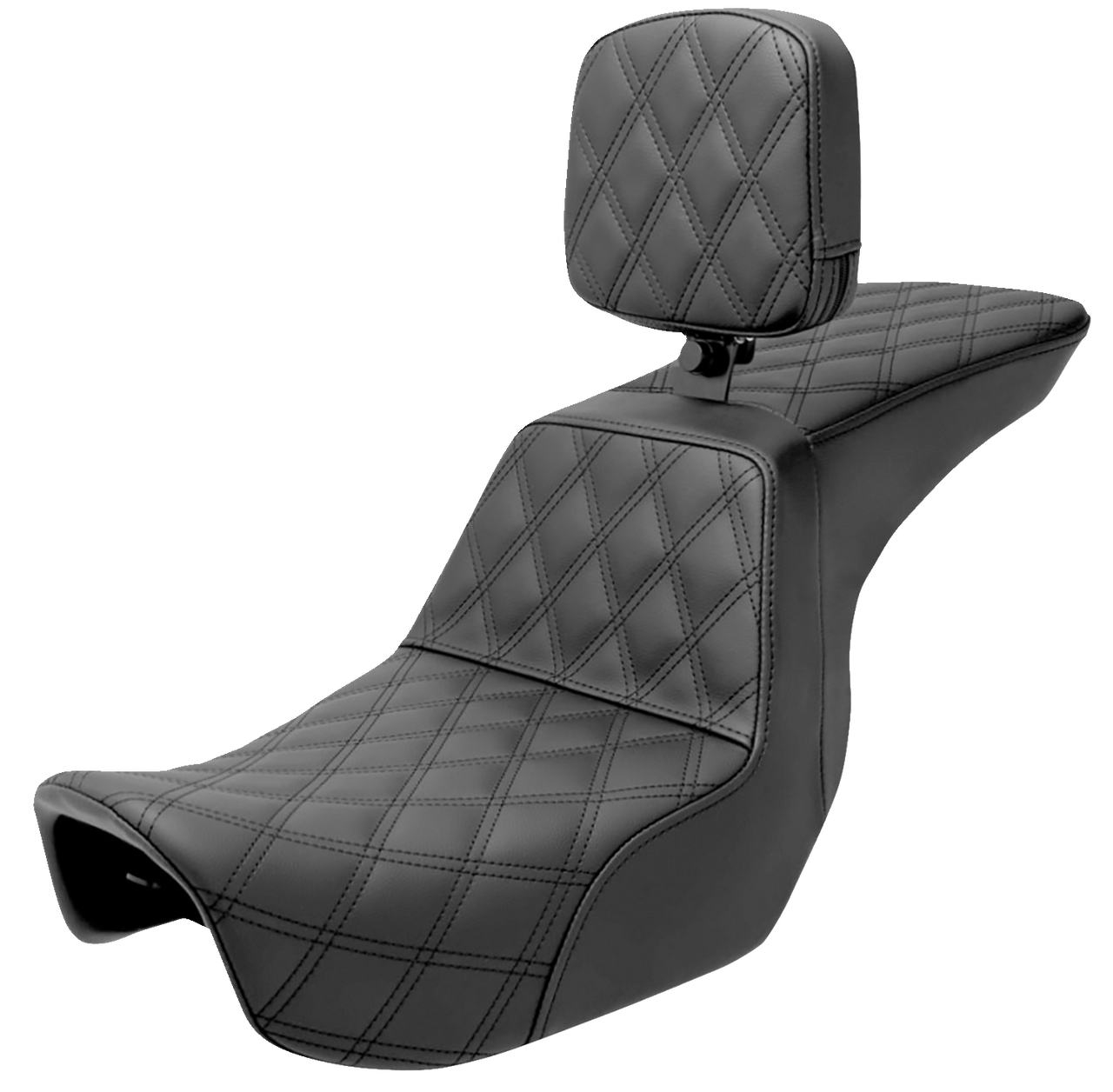 SADDLEMEN Tour Step-Up Seat - Rider Backrest - Full Lattice Stitch - Dyna '06-'17 806-04-195BR