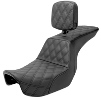 Thumbnail for SADDLEMEN Tour Step-Up Seat - Rider Backrest - Full Lattice Stitch - Dyna '06-'17 806-04-195BR