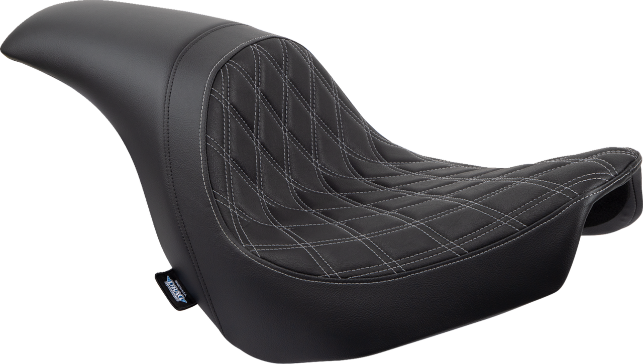 DRAG SPECIALTIES Predator Seat - Double Diamond w/ Silver Sitching - Vinyl - FLSB/FXLR '18-'23 0802-1518