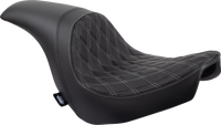 Thumbnail for DRAG SPECIALTIES Predator Seat - Double Diamond w/ Silver Sitching - Vinyl - FLSB/FXLR '18-'23 0802-1518