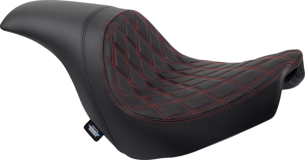 DRAG SPECIALTIES Predator Seat - Double Diamond w/ Red Sitching - Vinyl - FLSB/FXLR '18-'23 0802-1519