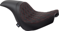 Thumbnail for DRAG SPECIALTIES Predator Seat - Double Diamond w/ Red Sitching - Vinyl - FLSB/FXLR '18-'23 0802-1519