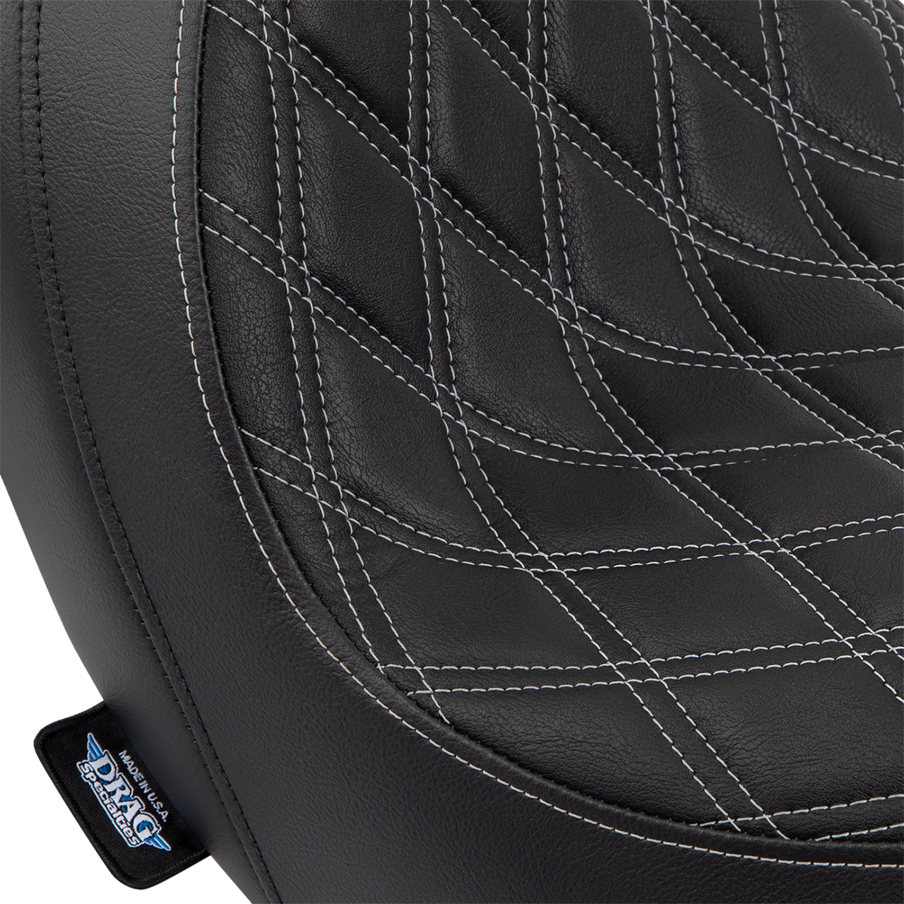 DRAG SPECIALTIES Predator Seat - Double Diamond w/ Silver Sitching - Vinyl - FLSB/FXLR '18-'23 0802-1518