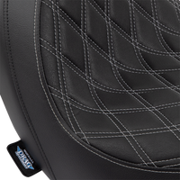 Thumbnail for DRAG SPECIALTIES Predator Seat - Double Diamond w/ Silver Sitching - Vinyl - FLSB/FXLR '18-'23 0802-1518