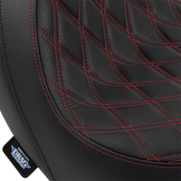 Thumbnail for DRAG SPECIALTIES Predator Seat - Double Diamond w/ Red Sitching - Vinyl - FLSB/FXLR '18-'23 0802-1519