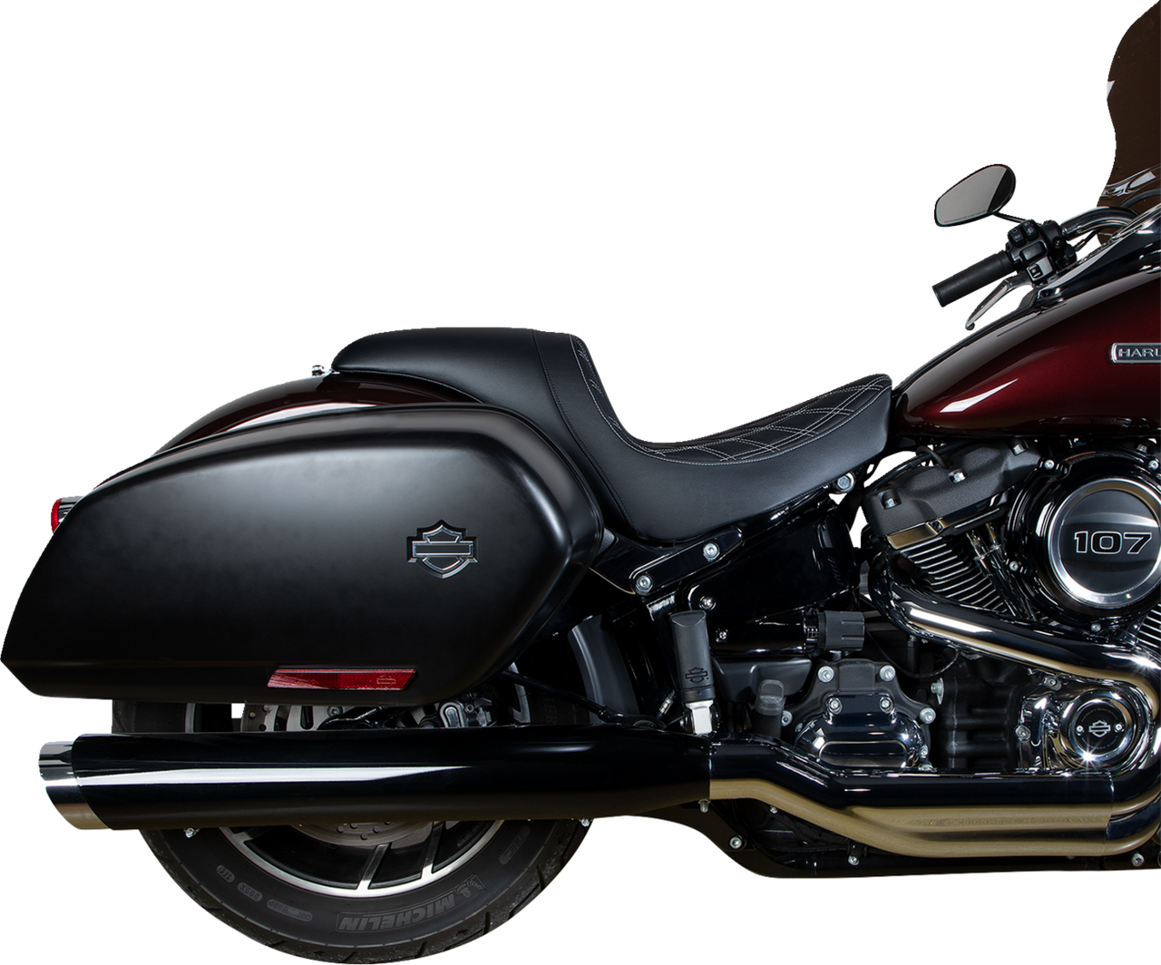 DRAG SPECIALTIES Predator Seat - Double Diamond w/ Silver Sitching - Vinyl - FLSB/FXLR '18-'23 0802-1518