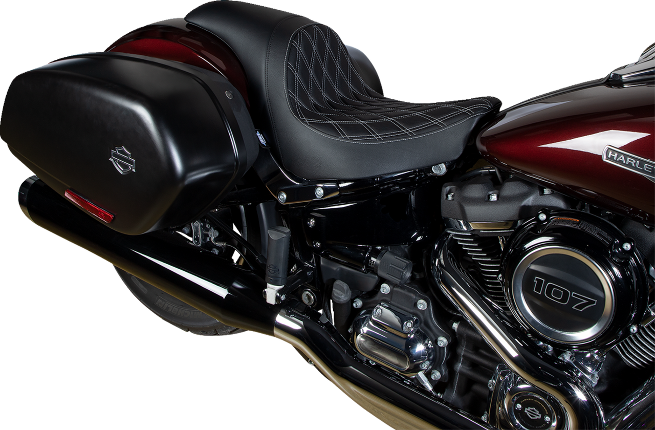DRAG SPECIALTIES Predator Seat - Double Diamond w/ Silver Sitching - Vinyl - FLSB/FXLR '18-'23 0802-1518