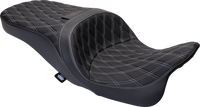 Thumbnail for DRAG SPECIALTIES Freedom Seat - Vinyl - Double Diamond Silver Stitch - FLH '09-'23 0801-1482