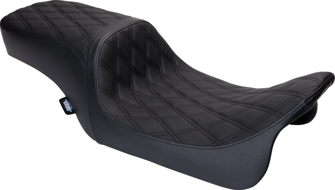 DRAG SPECIALTIES Predator 2Up Seat - Vinyl - Double Diamond Black Stitch - w/o Backrest - FLH '08-'23 0801-1490