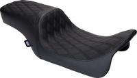 Thumbnail for DRAG SPECIALTIES Predator 2Up Seat - Vinyl - Double Diamond Black Stitch - w/o Backrest - FLH '08-'23 0801-1490